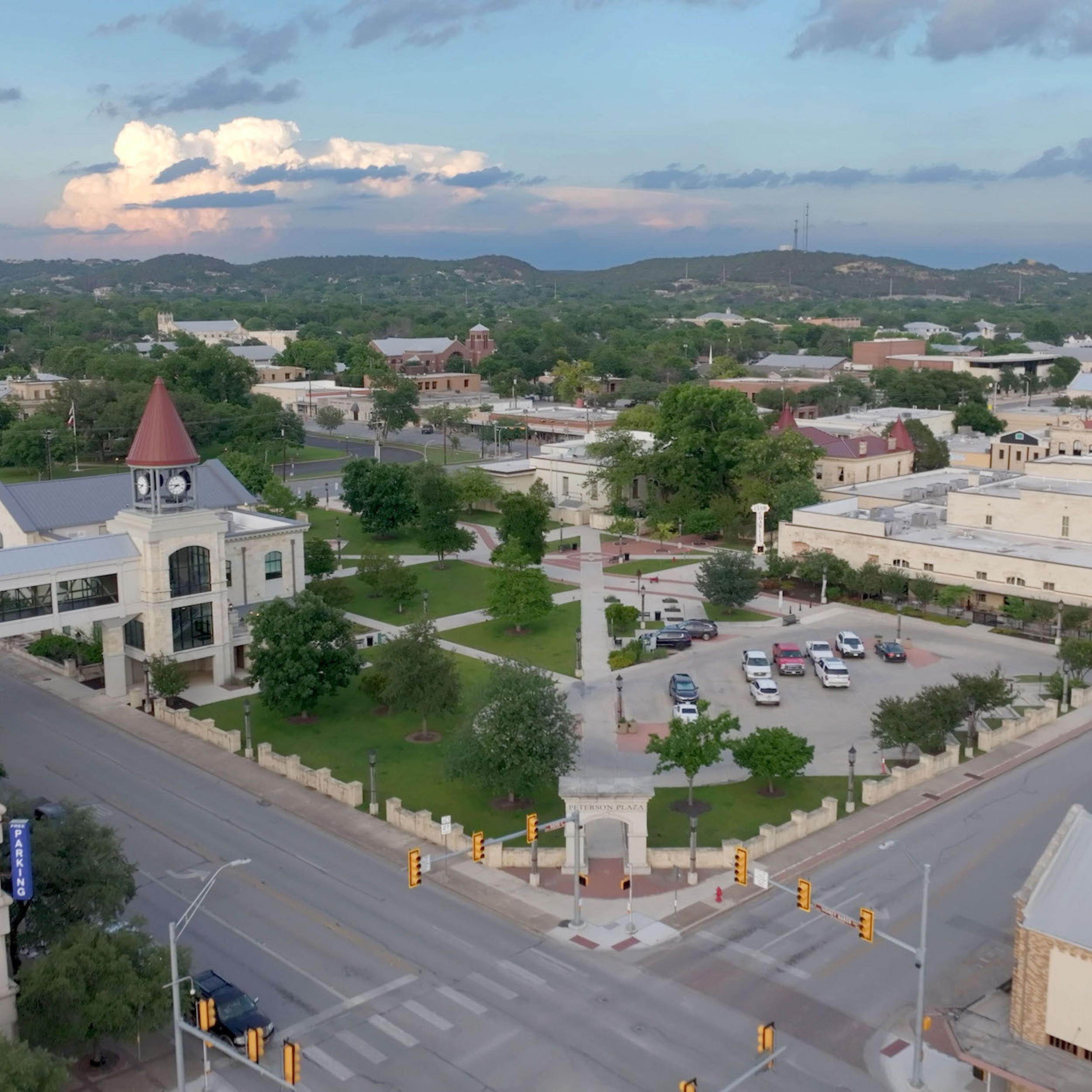 Kerville downtown aerial shot