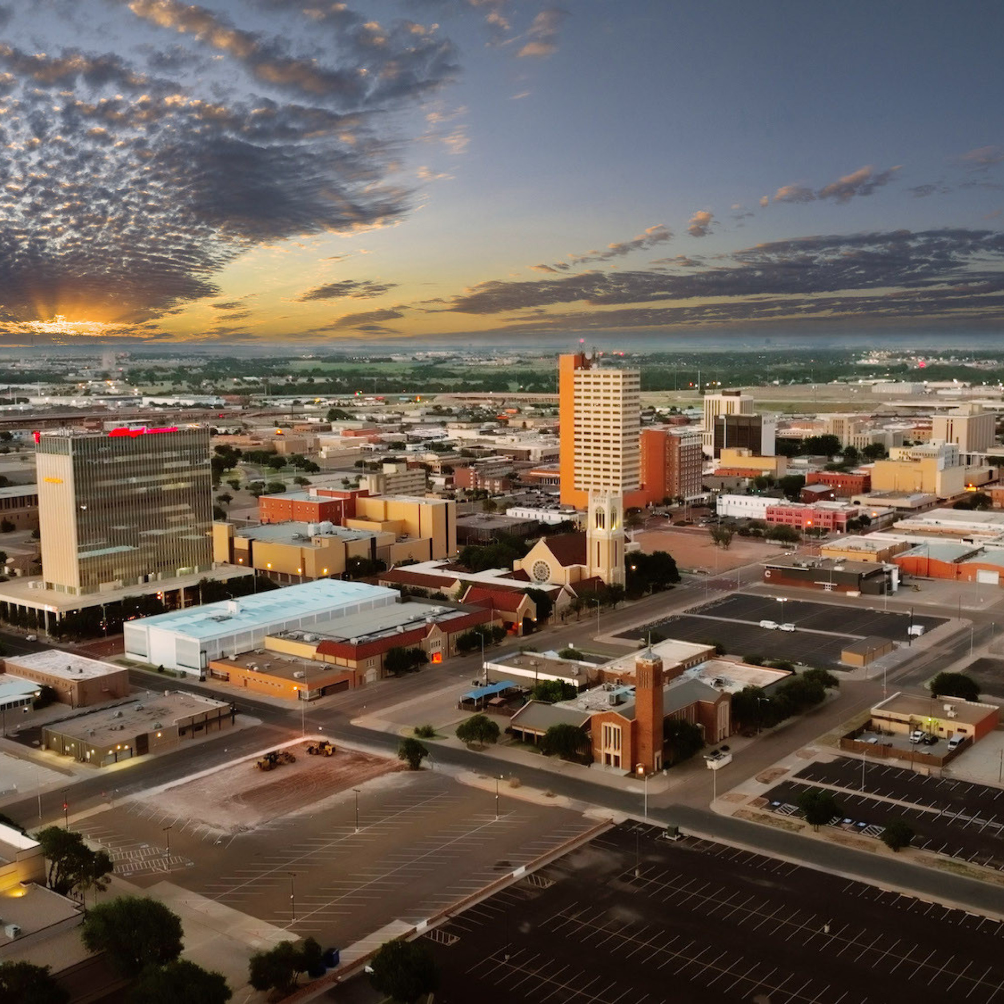 Aerial Lubbock skyline