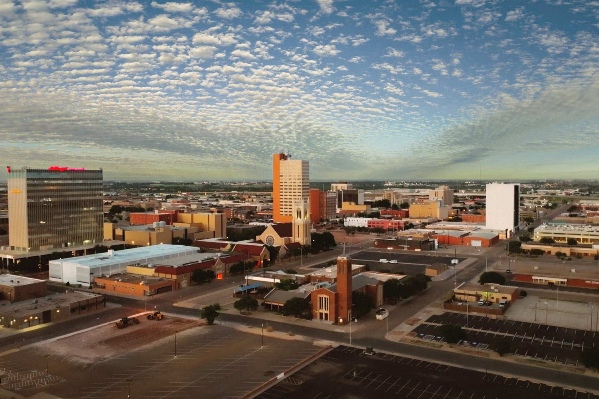 Aerial view of downtown Lubbock